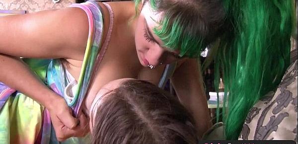  Girls Out West - Hairy lesbian gal gets fingered and rimmed